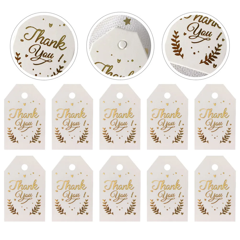 

100Pcs Thank You Hanging Labels Premium Paper Rectangle Thank You Tags for Candy Box Gift Box Price Display Decorate Tags