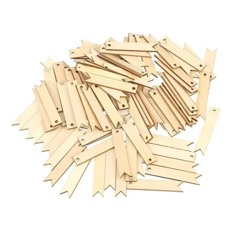 

50Pieces Nature Color Wooden Embellishment Tags DIY Craft Wood Hanging Decoration for Wedding Decor Handmade Tags Gift