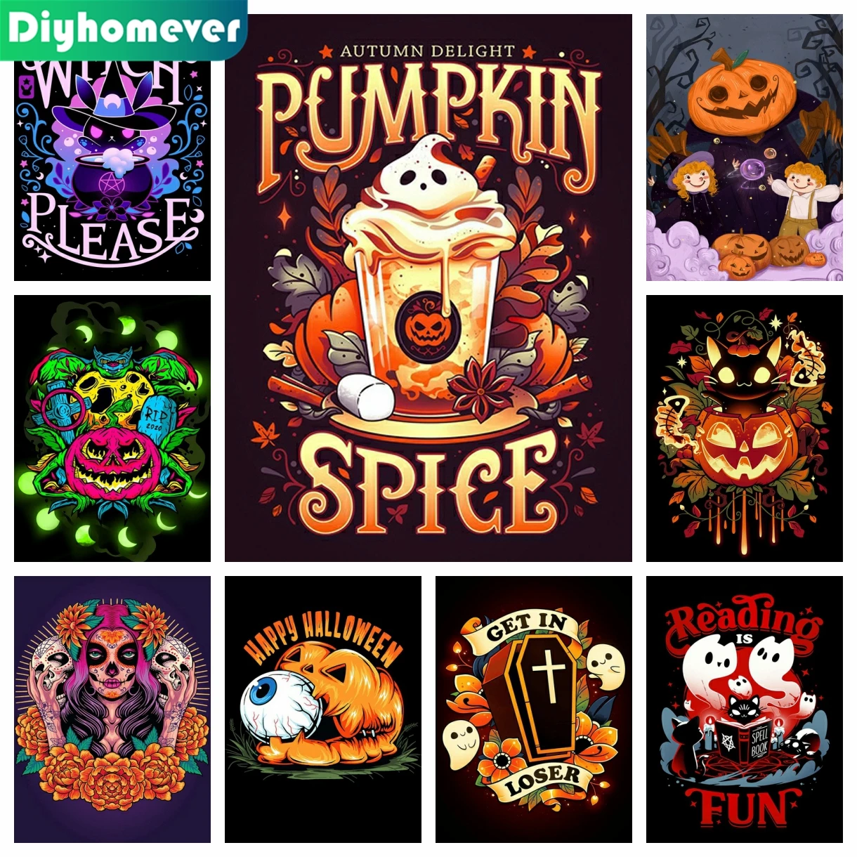 

Halloween Cartoon Diamond Painting Art, DIY Mosaic, Pumpkin Art, Cross Stitch Kits, Embroidery Rhinestones, Home Decor, Gift