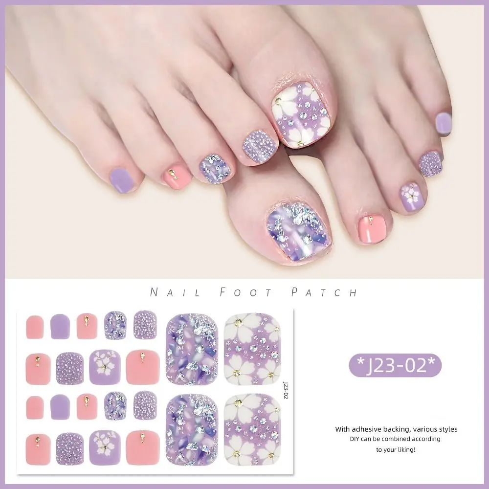 Removable Foot Nail Stickers White Flash Fashion Toe Nail Sticker 22 Foot Exquisite Nail Supplies And Manicure Tools Foot Toe