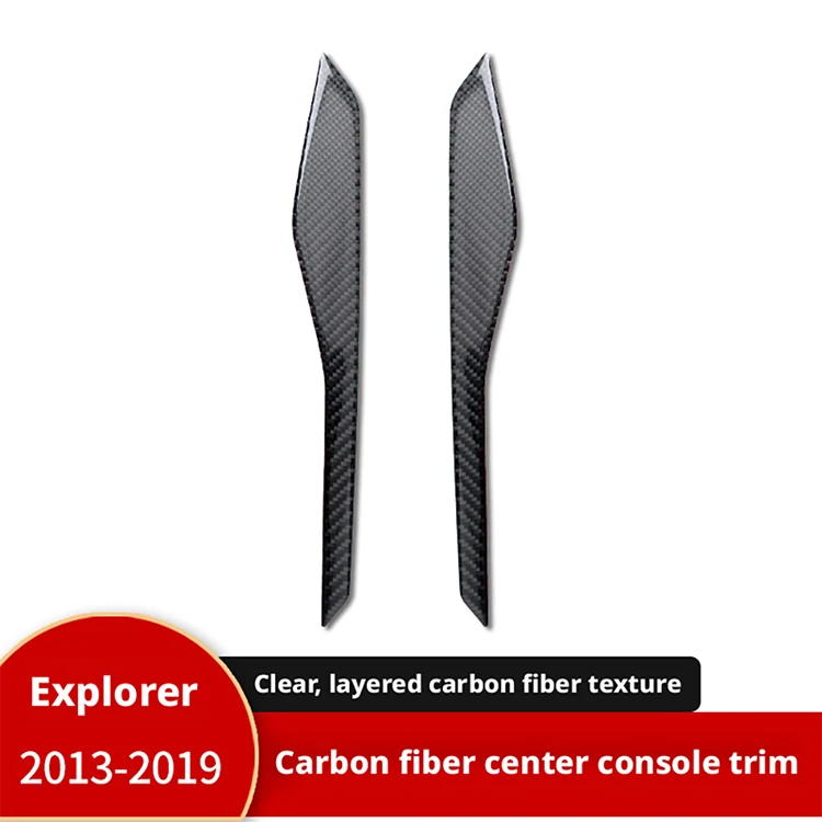 100% Real Carbon Fiber Center Console Trim For Ford Explorer 2016-2019 3D Glossy Epoxy Coated Interior Decoration Sticker