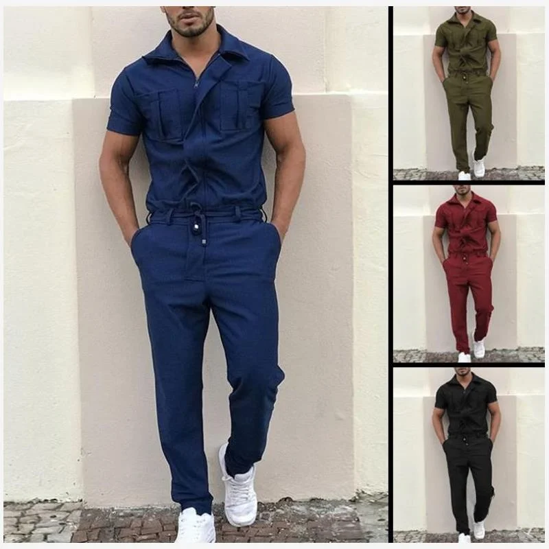 

Мужской свободный повседневный комбинезон-спецовка из комфортной хлопковой смеси, всесезонный, с длинными брюками