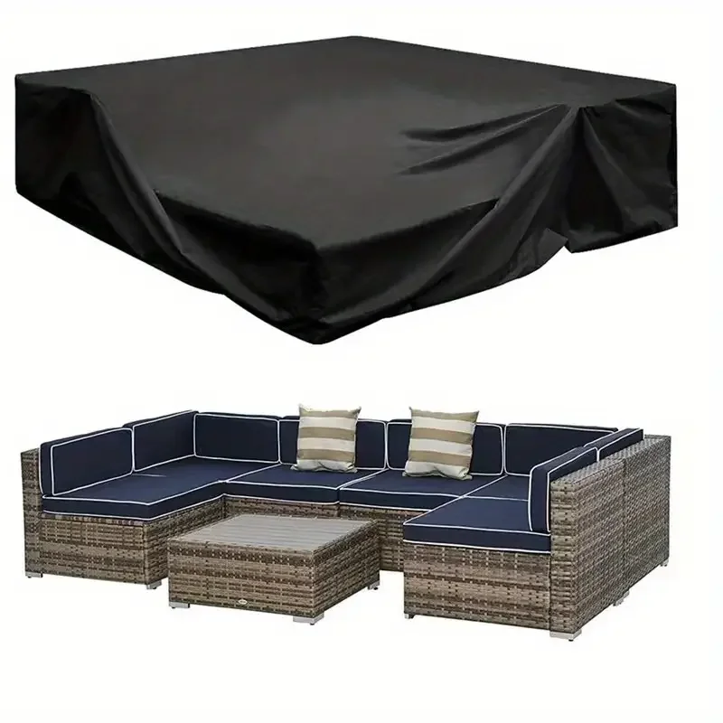1pc Extra Large Waterproof Patio Furniture Covers, Heavy Duty Oxford Fabric Square Outdoor Cover with Storage Bag, Fits Dining S