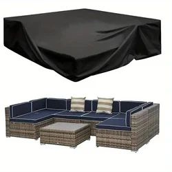 1pc Extra Large Waterproof Patio Furniture Covers, Heavy Duty Oxford Fabric Square Outdoor Cover with Storage Bag, Fits Dining S