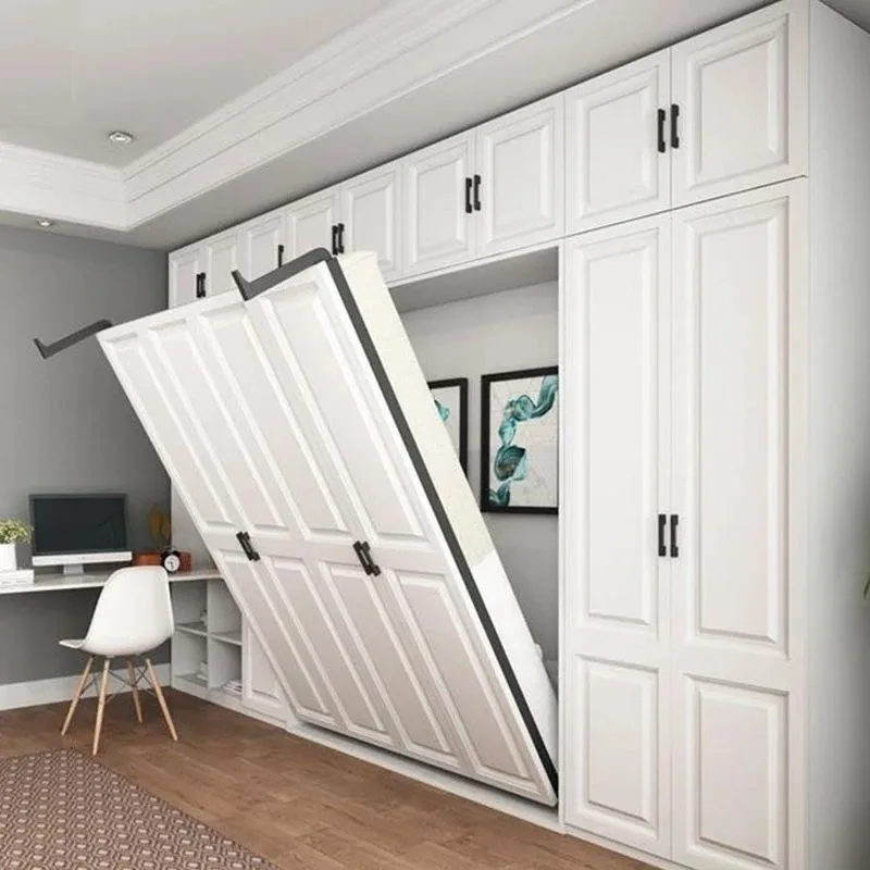 Invisible bed with wardrobe integrated multi-functional household small apartment double Murphy folding study