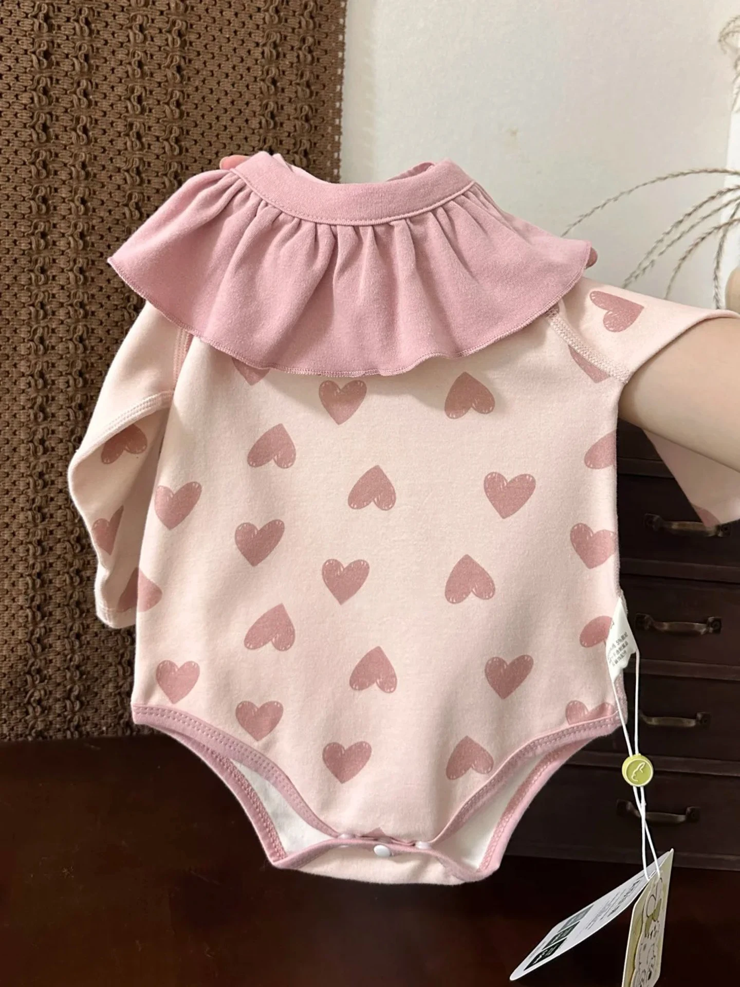 Macacão de Bebê com Gola Envelope, Novo Estilo Primavera-Outono, Algodão, Manga Longa, Roupa Infantil para Bebês de Pequena I...