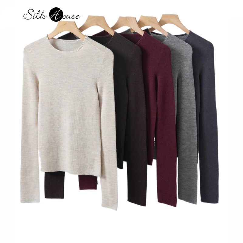 Machine Washable Yangtze Yarn 18 Needle Seamless Integrated 100% Wool Round Neck Temperament Paired with Women's Base Sweater