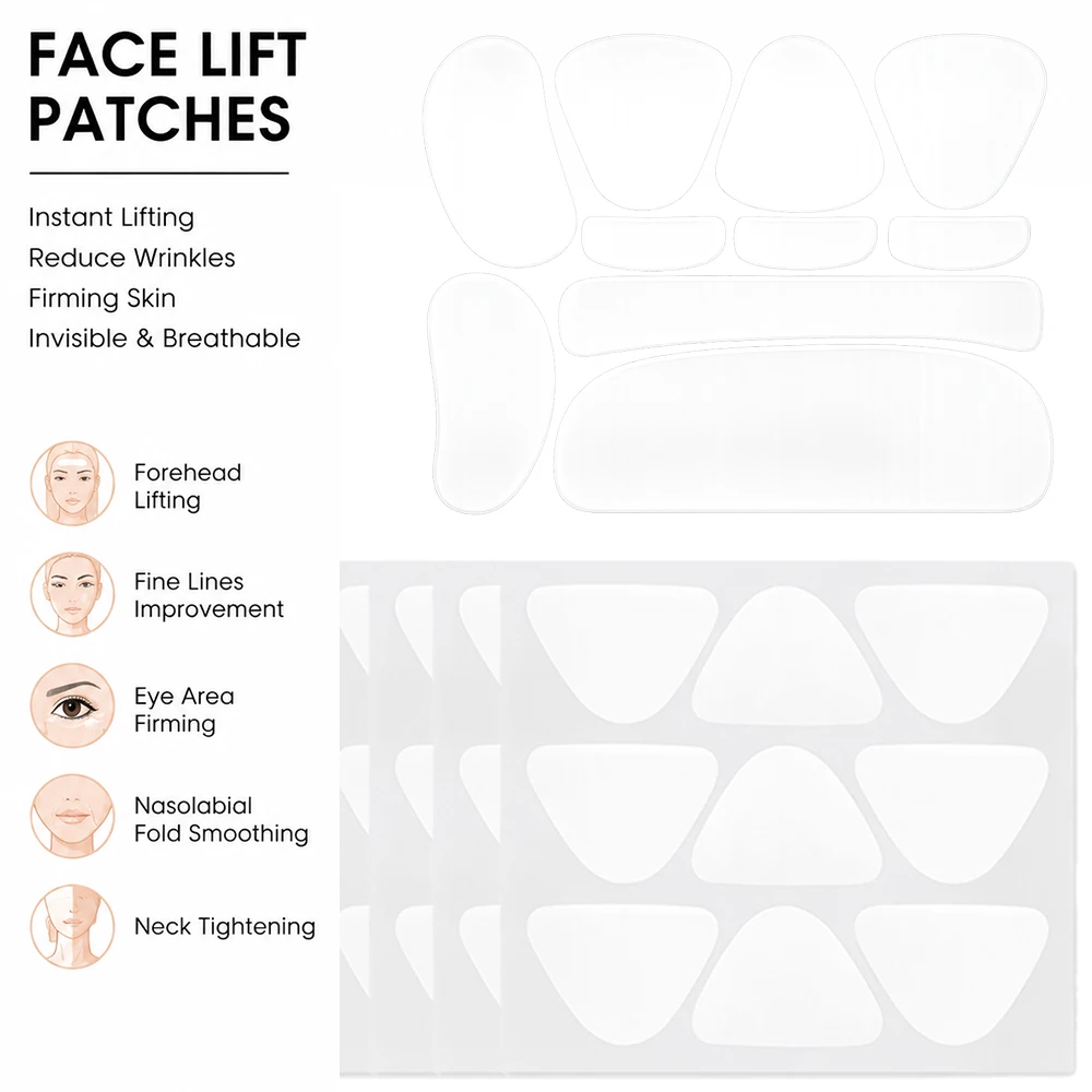 10 Sheets Forehead Wrinkle Patches Anti-Wrinkle Facial Patches For Eyes Mouth Forehead Triangle Invisible PE Material Stickers image 5