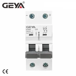 GEYA Din Rail DC MCB 6KA 2P 500V Mini Circuit Breaker DC 6A 10A 16A 20A 25A 32A 40A 50A 63A MCB for Solar PV system