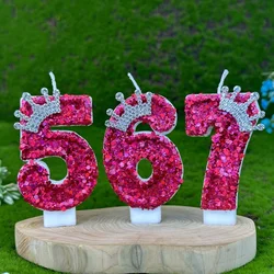 Pink Children's Birthday Number Candles Girl And Holders Surprises Candle Sparkles Cake Decoration Funny Lighting Lamps Candles