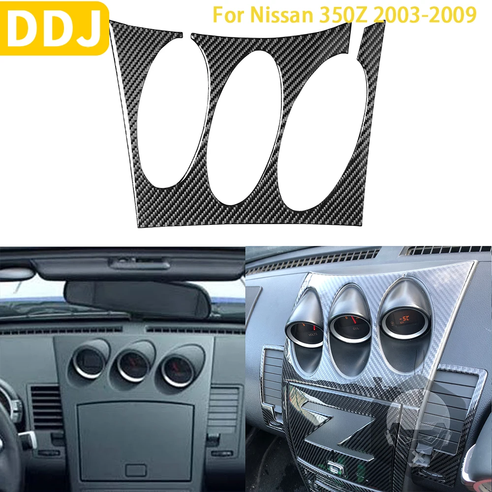 

For Nissan 350Z Z33 2003-2009 Accessories Carbon Fiber Interior Central Meter Frame Radio Console Panel Cover Sticker Decor