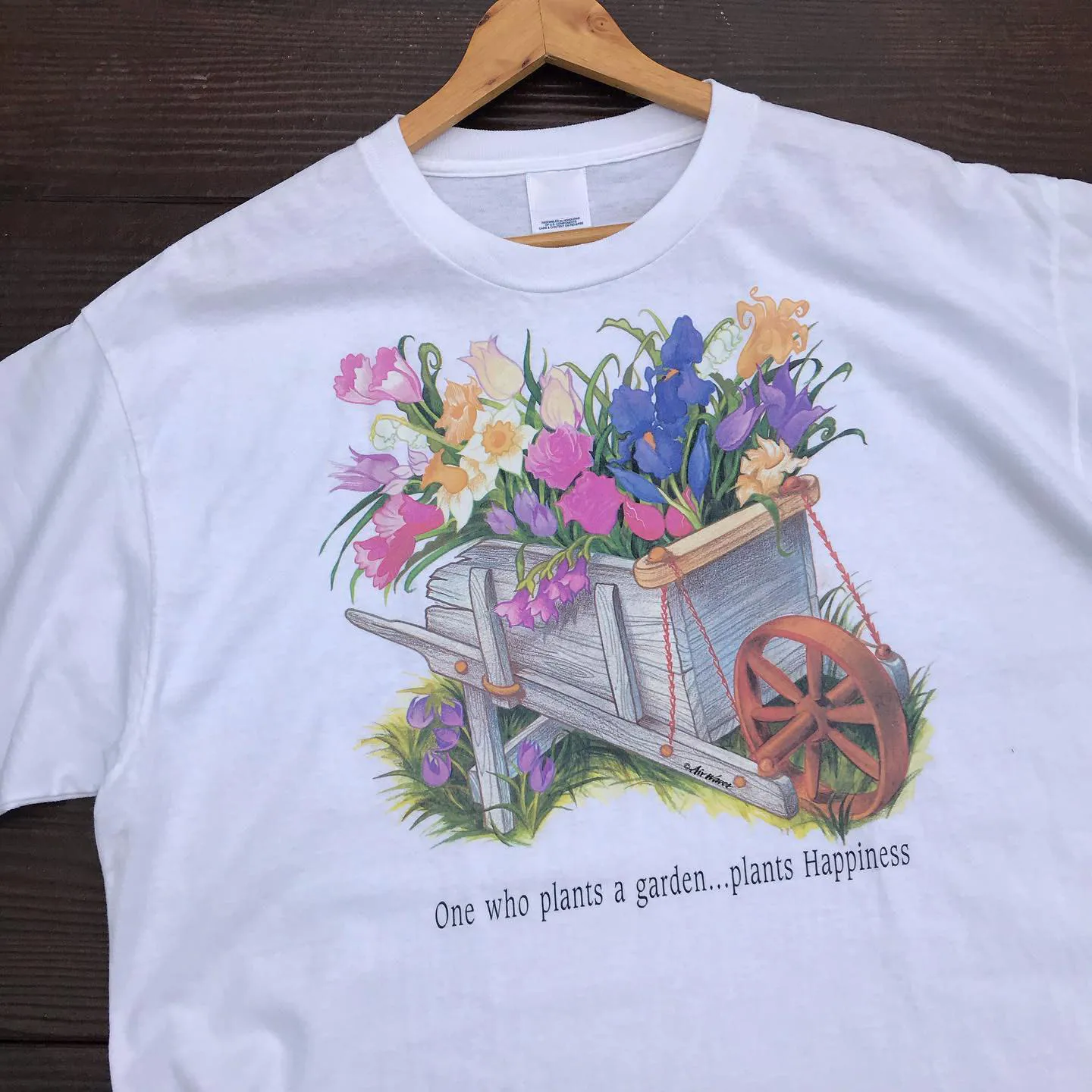  Healing Country Style Short Sleeve T-Shirt Vintage Floral Loose Couple Version Half Sleeve Breathable Cotton round Neck