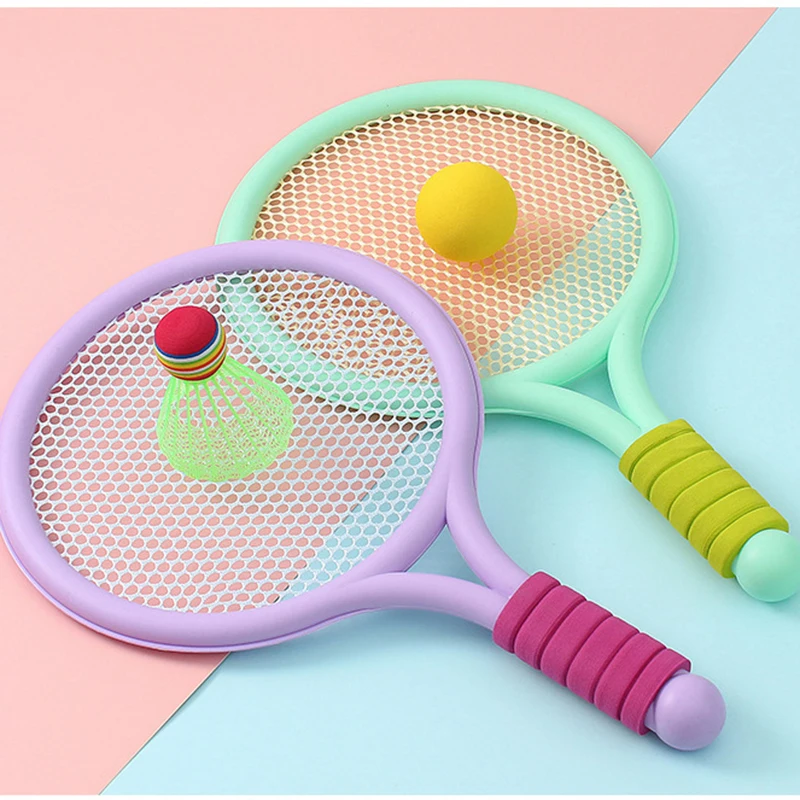 Kids Tennis Rackets, Soft Training Balls Badminton Shuttlecocks Racquets Family Interactive Sport Toy Colorful Game Supplies