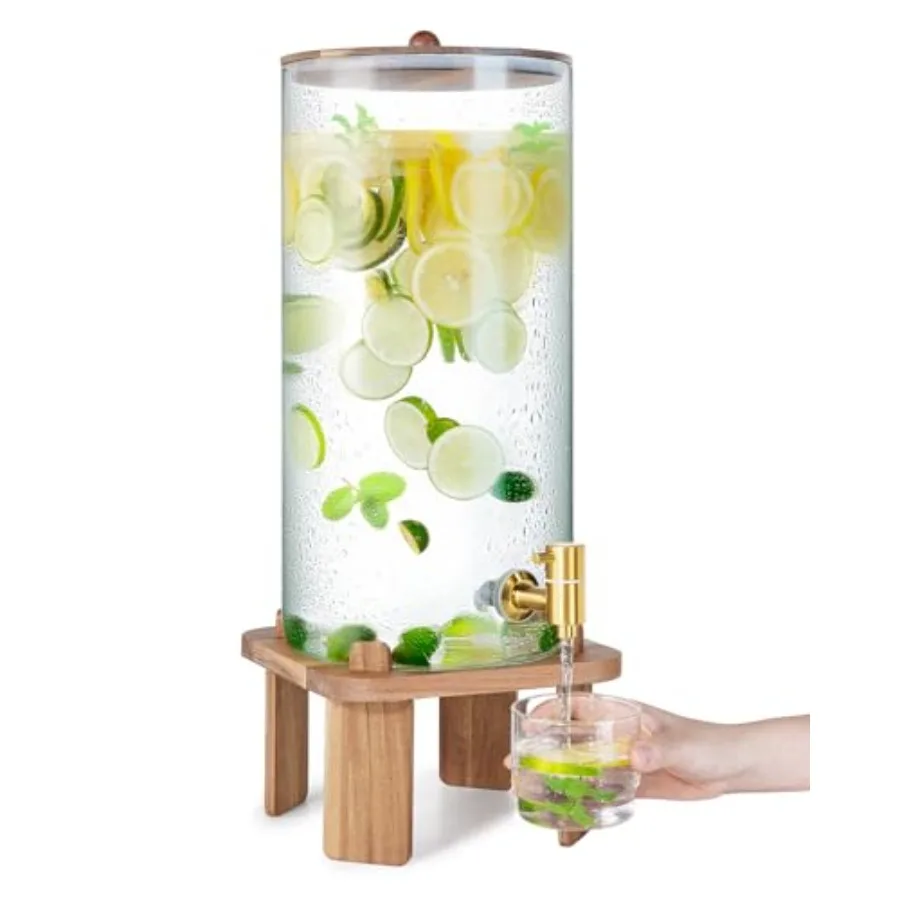 

Диспенсер для напитков объемом 3 галлона, очень большой, для вечеринок, стеклянный, с подставкой, с герметичным клапаном, L