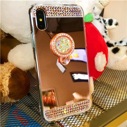 For Huawei Mate 50 40 30 20 Pro Lite 20X Nova 8 P60 P50 P30 P20 Case Glitter Diamond 360 Rotation Stand TPU Mirror Rhinestone