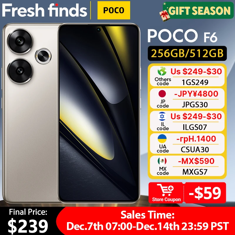 الهاتف الذكي الجديد POCO F6 Snapdragon ® كاميرا 8s Gen 3 1.5K CrystalRes AMOLED 90W Turbo شحن 5000 مللي أمبير في الساعة بطارية 50 ميجابكسل مزدوجة مع OIS #1