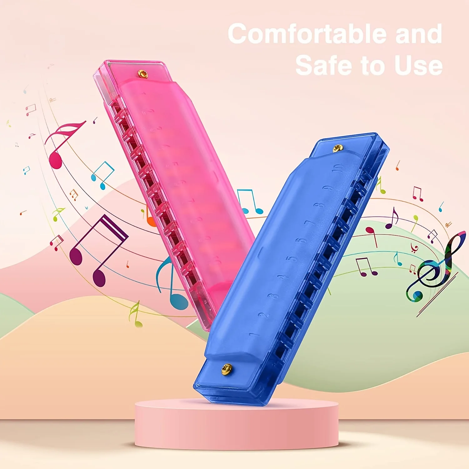 Kids Harmonica 10 Holes Keys of C Diatonic Translucent Harmonica With Case For Toddlers Plastic Party Birthday Gifts