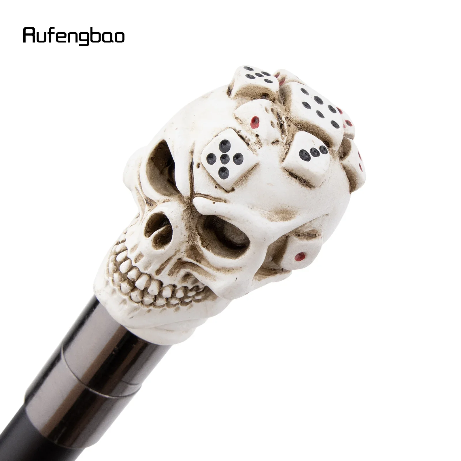White Resin Dice Skull Head Walking Cane Fashion Stage Cane Decorative Stick Halloween Cosplay And Parties, For Cosplay & Party view 4