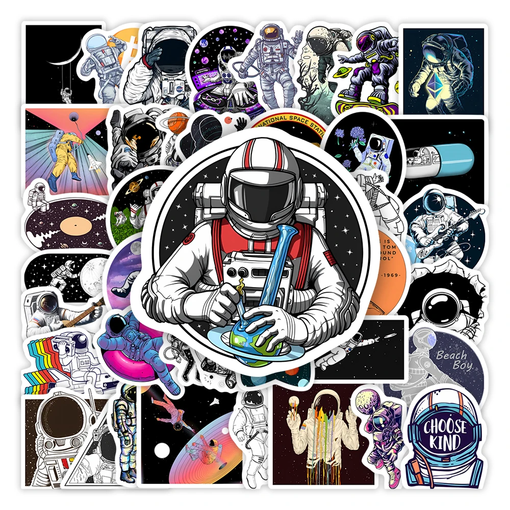 Cartoon Astronaut Stickers Fantasy Space DIY Kids Toy Gift Waterproof Decal for Laptop Phone Scrapbook Luggage Bottle Decorative