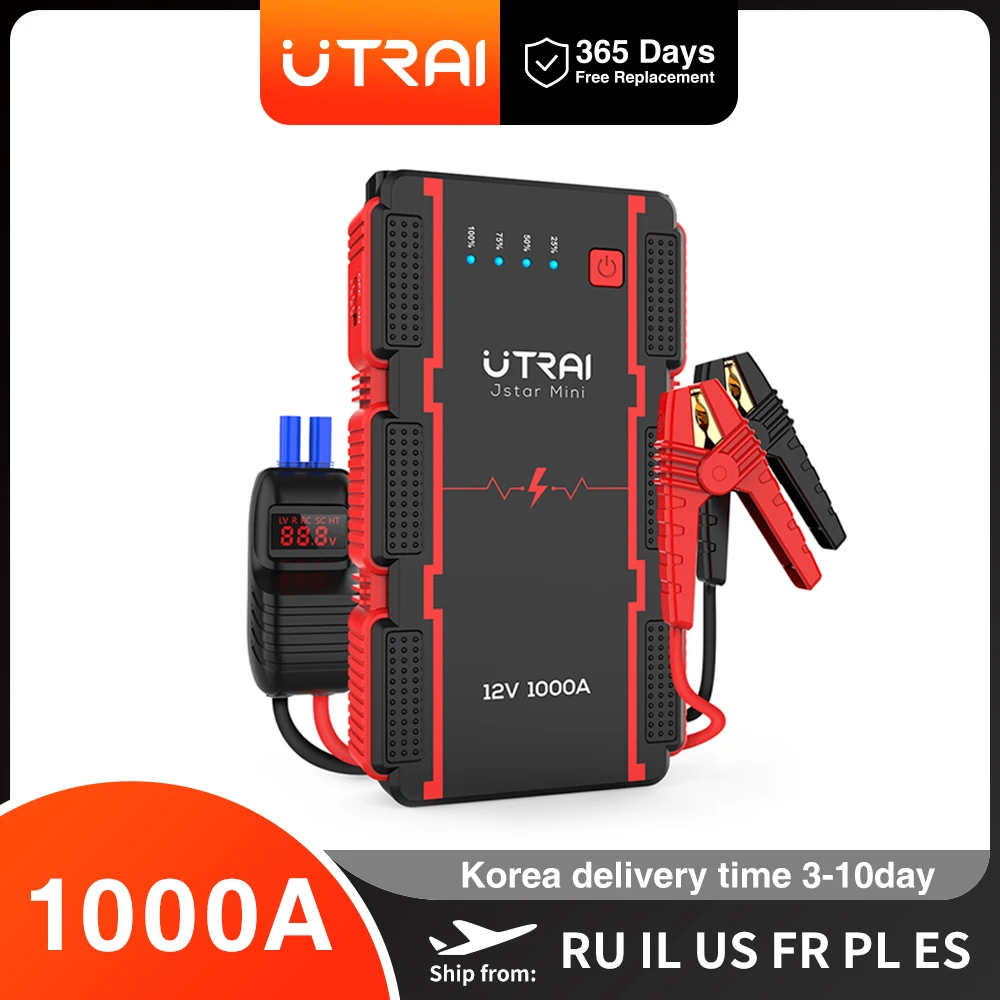 UTRAI 1000A Jump Starter Power Bank Starting Device Portable Emergency Booster for 12V Vehicles Small Trucks