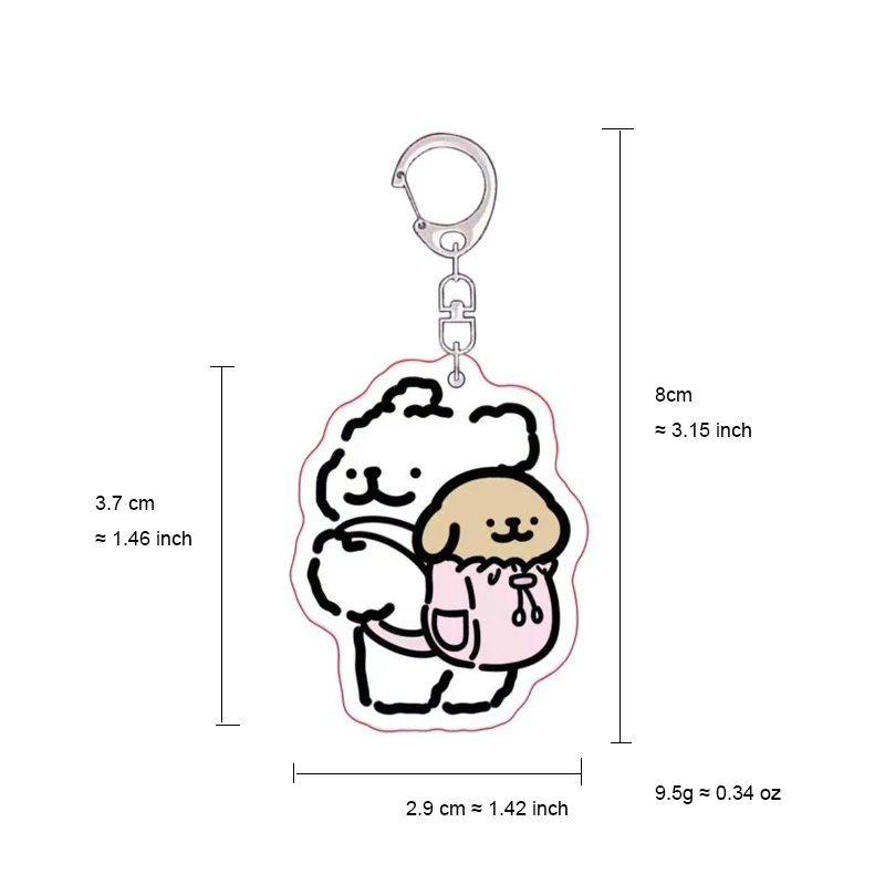 Cartoon Backpack Line Puppy Acrylic Keychain Bag Pendants Cute Doggy Charms Fashion Couples Keyring Accessories Gifts