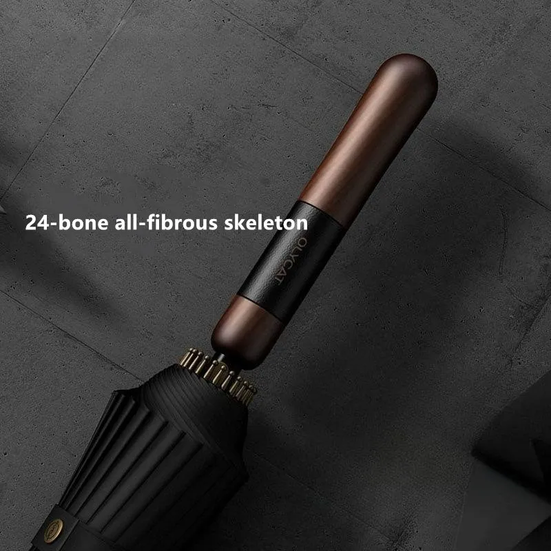 

High-end Long-handled Straight-handle 24-rib Semi-automatic Umbrella Reinforced Windproof Rainproof Men's Business Umbrella