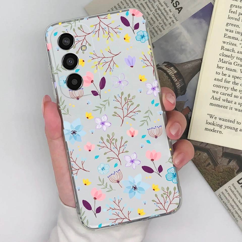 For Samsung F12 F13 Cases Beautiful Flower Protective Non-slip Transparent Durable For Samsung Galaxy F 12 F 13 Soft Phone Cover