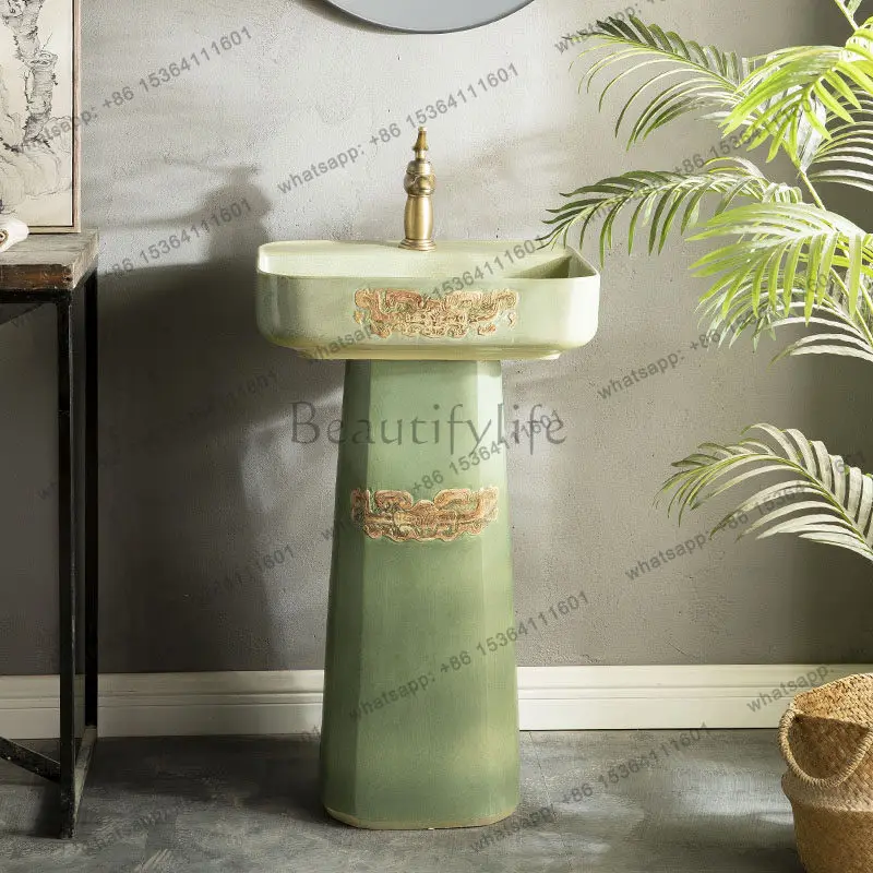 Art integrated sink retro column outdoor courtyard balcony sink