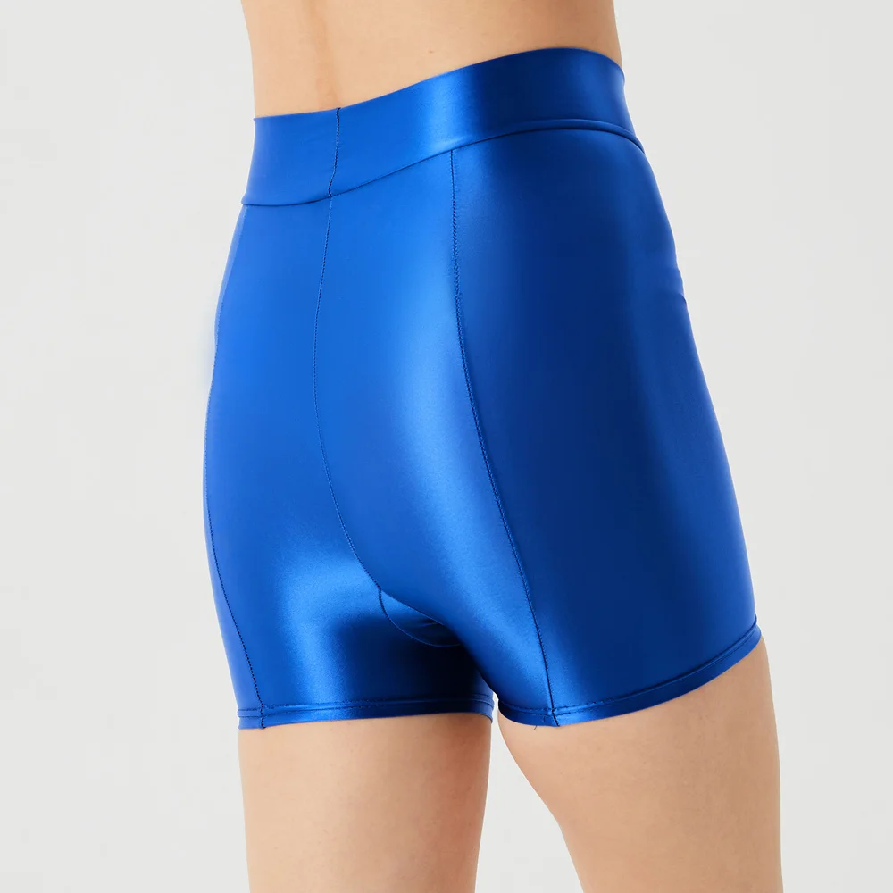 مثير النساء وصمة عار السلس عالية المرونة ملخصات لون الحلوى النفط لامعة لامعة اليوغا قصيرة الملاكمين مثير سلامة السراويل الملابس الداخلية