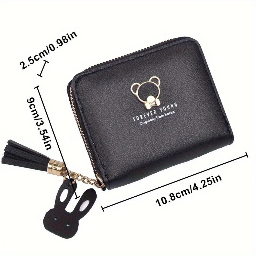 Short Cute Bear Rabbit Zipper Coin Purse Mini Card Holder Women Fresh Sweet Style Breathable Light Wear Resistant Anti-theft