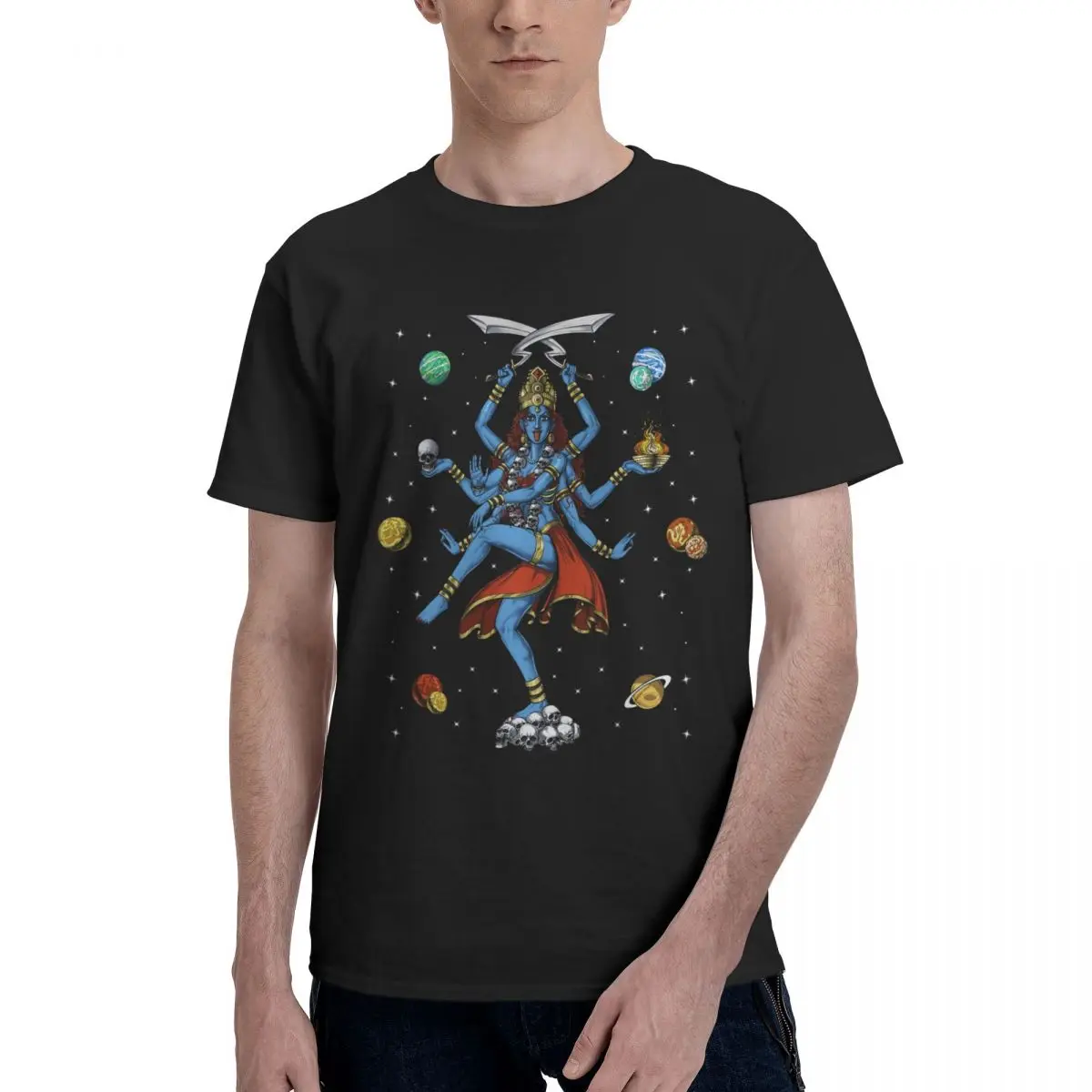 Hindu Goddess Kali Indian Culture Mens Clothing Printed Cotton T-Shirt Streetwear Tops Tees For Men