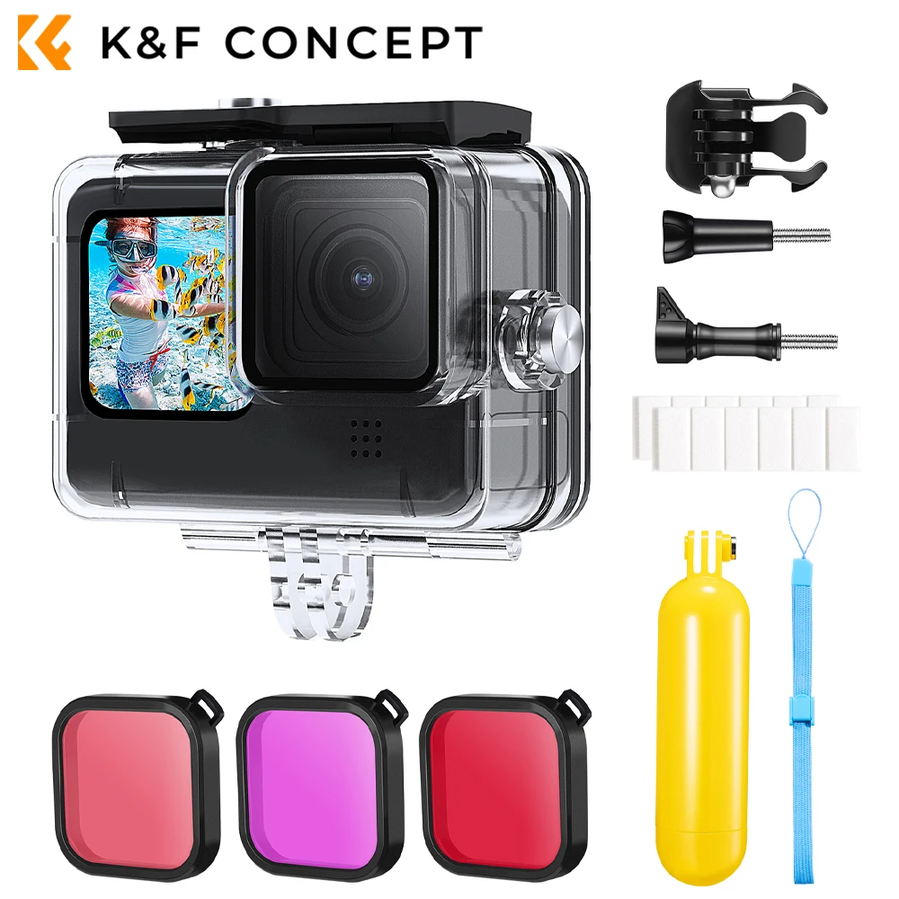 

K&F Concept Ultra HD Action Camera Underwater Waterproof Outdoor Camcorder Set 21 in 1 for GOPRO Hero 9/10/11/12 Sport Cameras