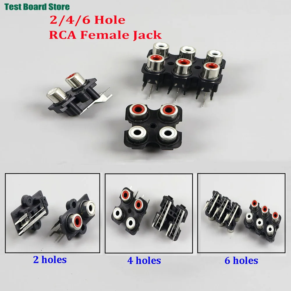 

5PCS 2/4/6 Hole RCA Female Jack Connector RCA Stereo Audio Video AV Signal Interface Socket Connector RCA Adapter