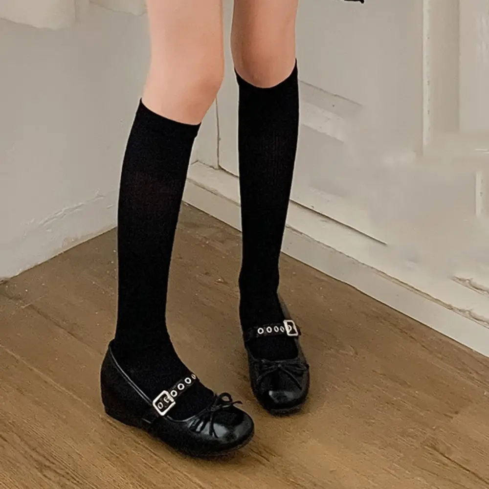 

Breathable Thin Knee High Stockings Solid Color Simple JK Calf Long Socks Harajuku Hosiery Mid-tube Stocking Women Lolita