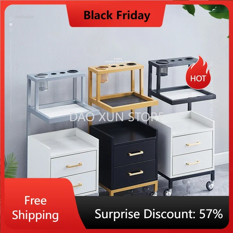 

Modern Barber Shop Tool Cabinet Hairdressing Iron Salon Trolleys Hair Salon Special Tool Carts Storage Rack Salon Accessories