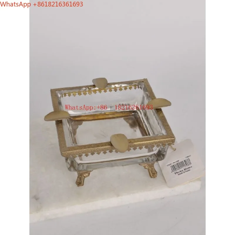 Imported Brass Glass High-end Luxury American Retro Ashtray Coffee Table Ornament