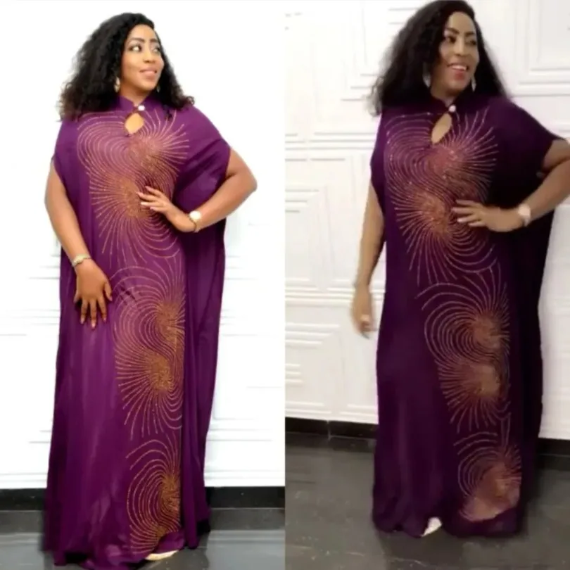

Customized Unique Diamanté Stand Collar Windstorm Shape Loose-Fit Dress African Women's Long Dress Clearance Sale Fashionable Cl
