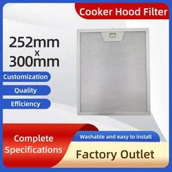 252x300mmCooker Hood Filters Single button Metal Mesh Extractor Vent Filter  Ventilation For Kitchen Cooker Hood Grease Filter