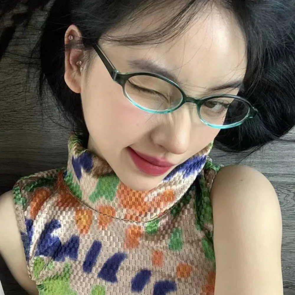 Vintage Y2K Anti Blue-ray Glasses Retro Lightweight Oval Glasses Leopard Print Transparent Small Frame Eyewear Unisex