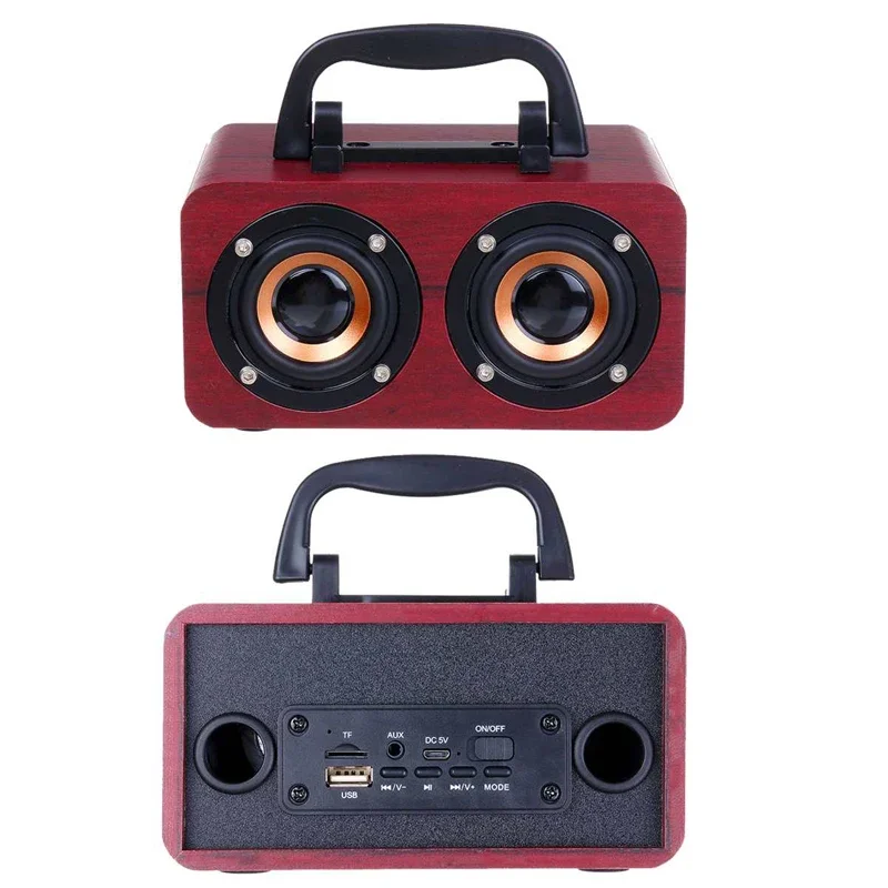 Wooden Wireless Bluetooth Portable Speakers Subwoofer Stereo Bass System Bluetooth Speaker TF USB MP3 Player Home Amplifier