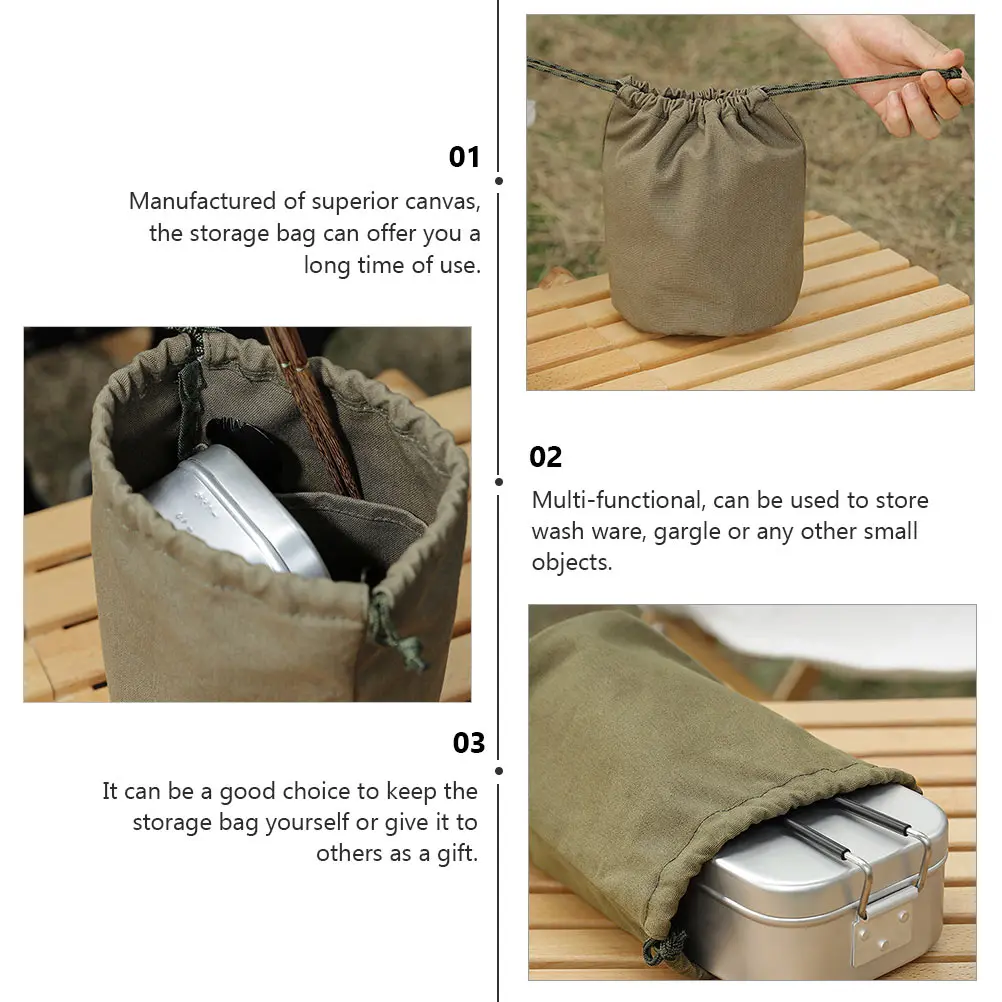 

Camping Storage Bag Large Capacity Canvas Tote Dust Proof Drawstring Outdoor Travel Fitness Bag Multi functional Container