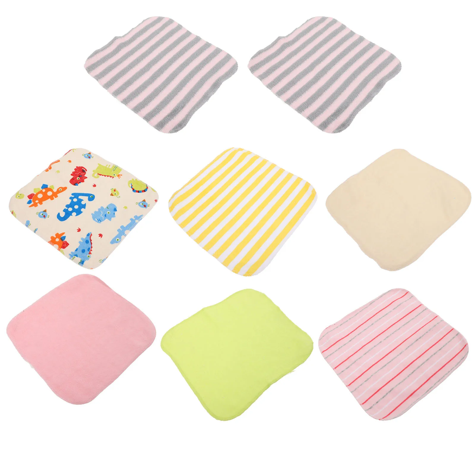 8 قطع من مناشف غسيل الأطفال المصنوعة من القطن الطبيعي، مريحة وغير مهيجة للبشرة الحساسة، حمام دش مسح تصميم عشوائي