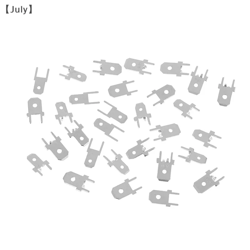 50 peças 6.3mm 4.8mm inserções plug terminal macho 250 pcb solda lug espessura 0.8 duas pernas, folha de soldagem pcb