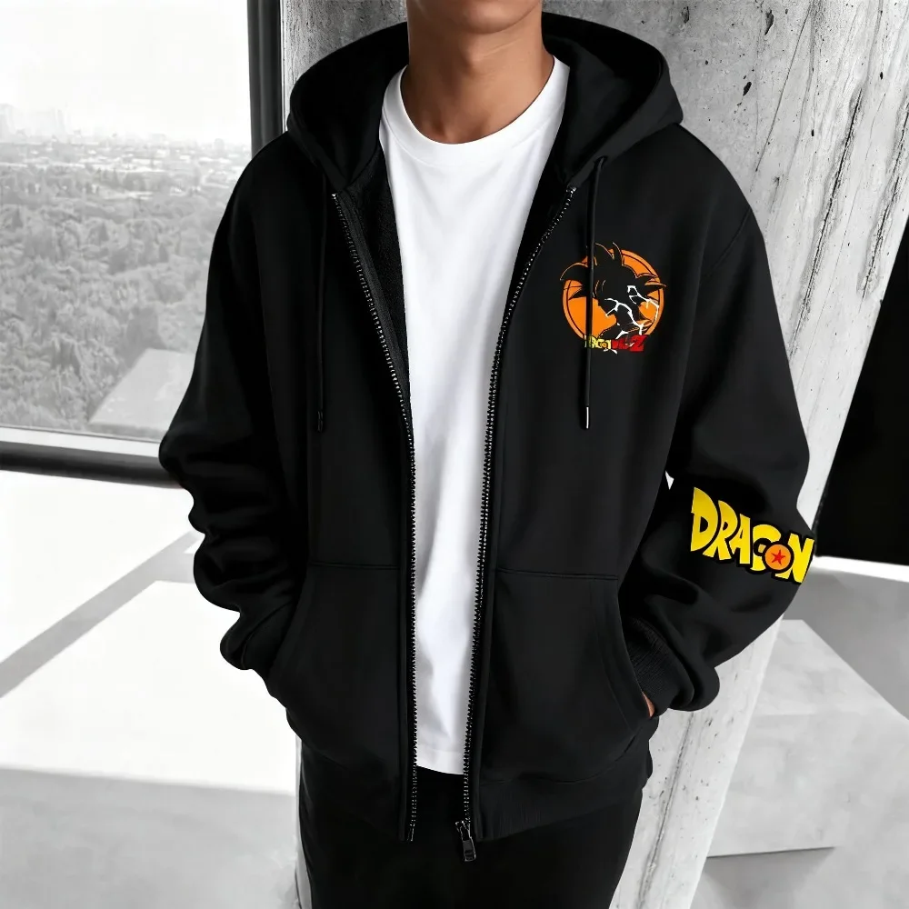 Dragon Ball Men's Zipper Coat Hoodie Sweater Long-sleeved Jacket Son Goku Vegeta Gogeta Anime Spring And Autumn Top Winter