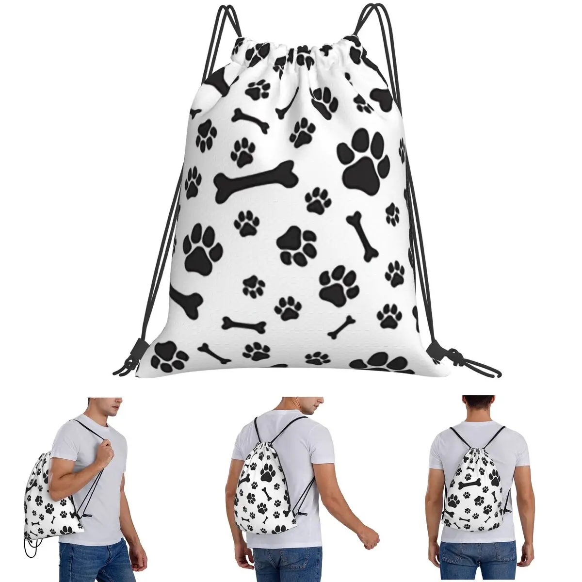 

Красочные рюкзаки с принтом собачьей лапы 3, многофункциональные портативные сумки на шнурке, сумка для мелочей, сумки для книг для мужчин и женщин, школьные
