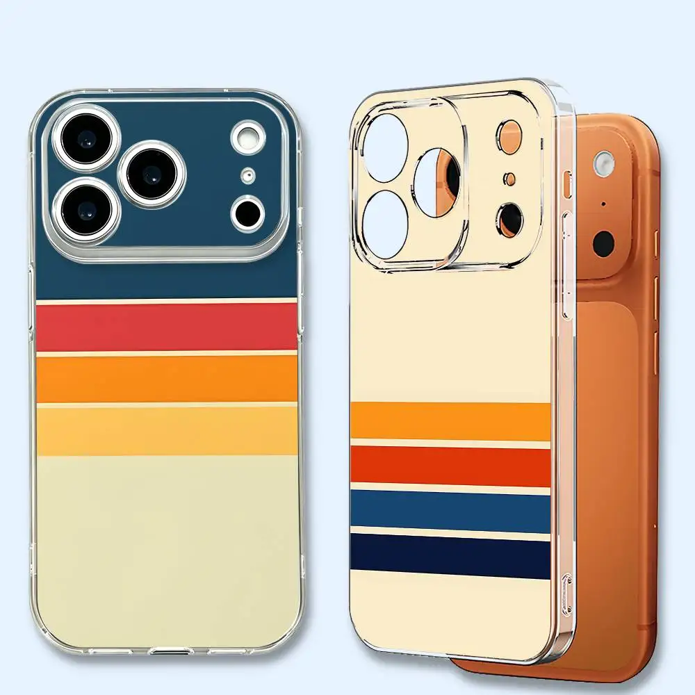 

Norwegian 70s Vintage Retro Stripes Phone Cover Anti-Yellow Clear Soft TPU Case For iPhone 11 12 13 14 15 6 17 Pro Max Printed