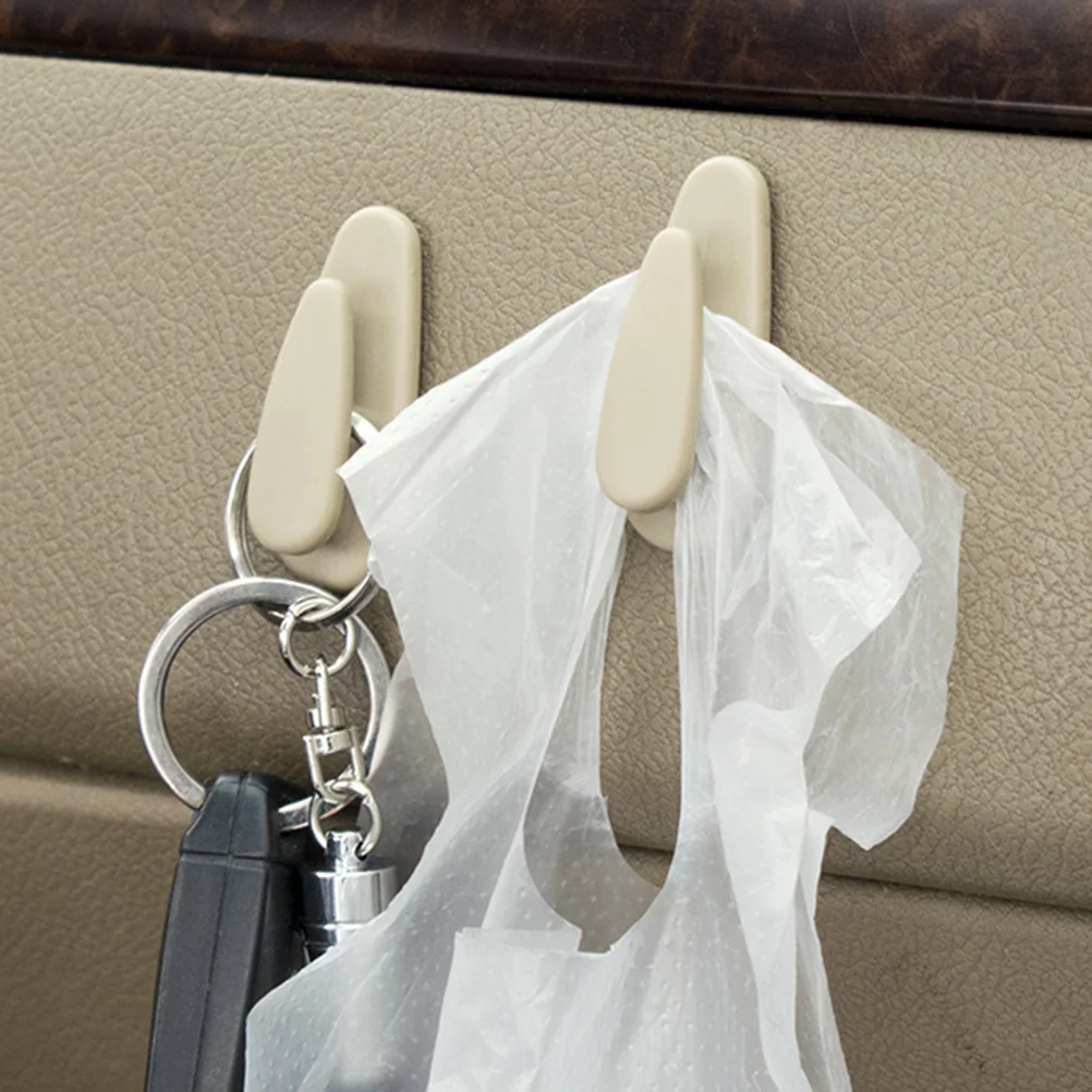 

8Pcs Car Small Hooks Self-Adhesive Multi-Function Hanger Beige for Interior Space Saving Car Hooks Instrument Desk Hanger