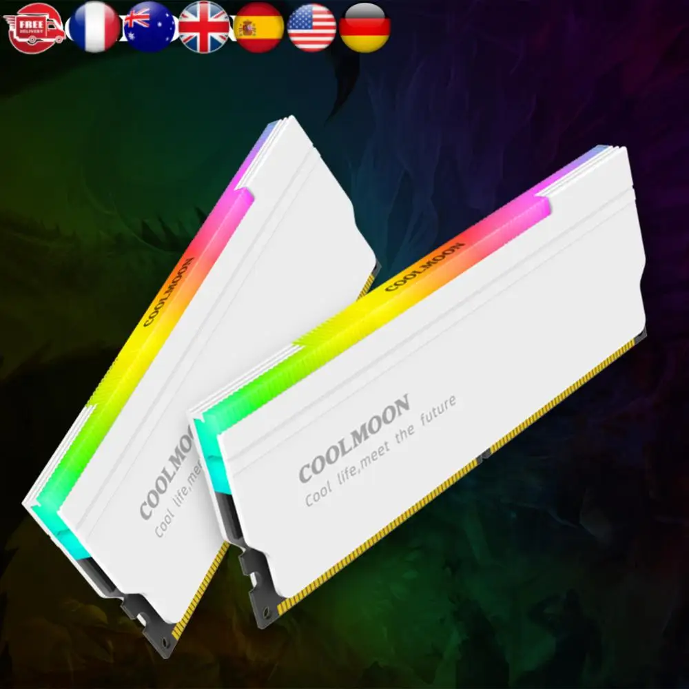 

5V-3PIN ARGB DDR4 DDR3 Радиатор памяти Aura Sync DDR ОЗУ-кулер с термосиликоновой прокладкой для настольного компьютера ПК Память
