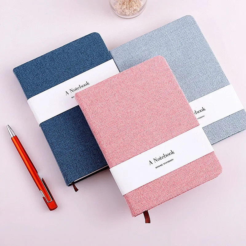 

New Creative Notebook Linen Hard Cover Blank/grid Page 132 Pages Diary Sketchbook School Supplies