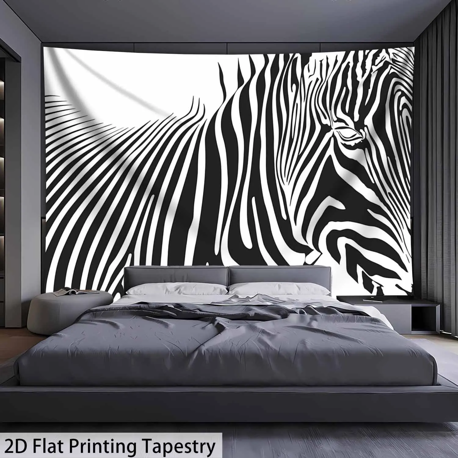 ZebraStripes Pattern Modern Art Tapestry, Ultra Large HD Digital Print Animal Print Wall Decor for Home and Living Room Backdrop